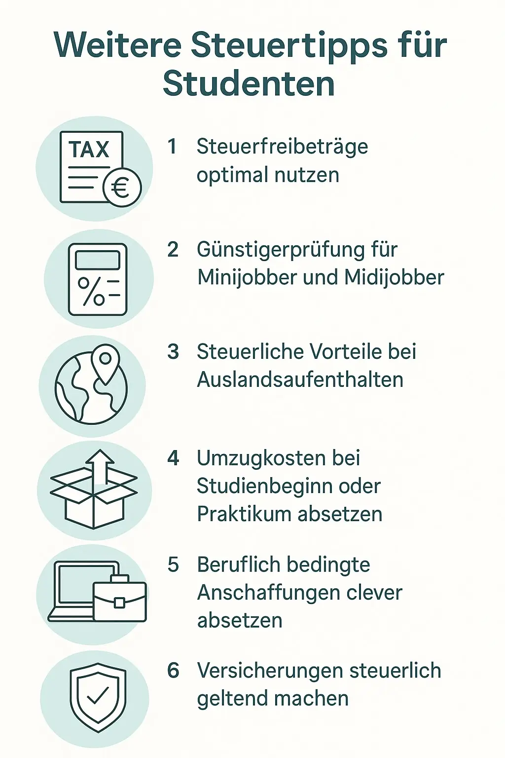 Auflistung Steuertipps Studenten